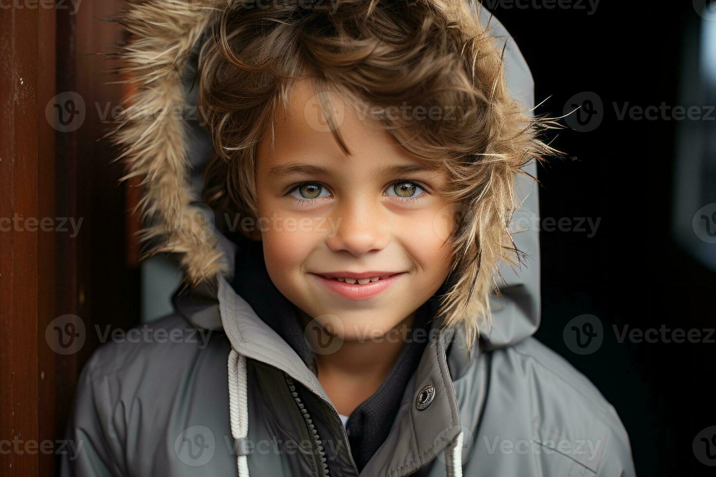 a young boy in a hooded jacket posing for the camera generative ai photo