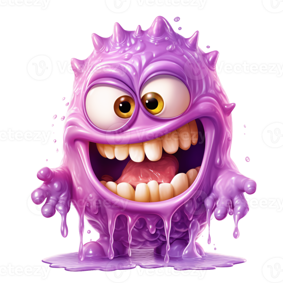 ai generative funny colored cartoon monster with a homogen transparent isolated background png