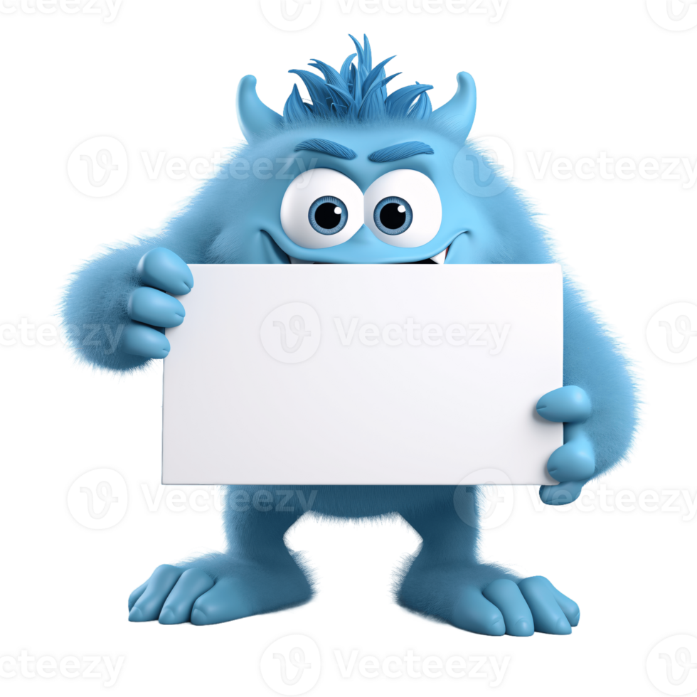 ai generative funny colored cartoon monster with a homogen transparent isolated background png