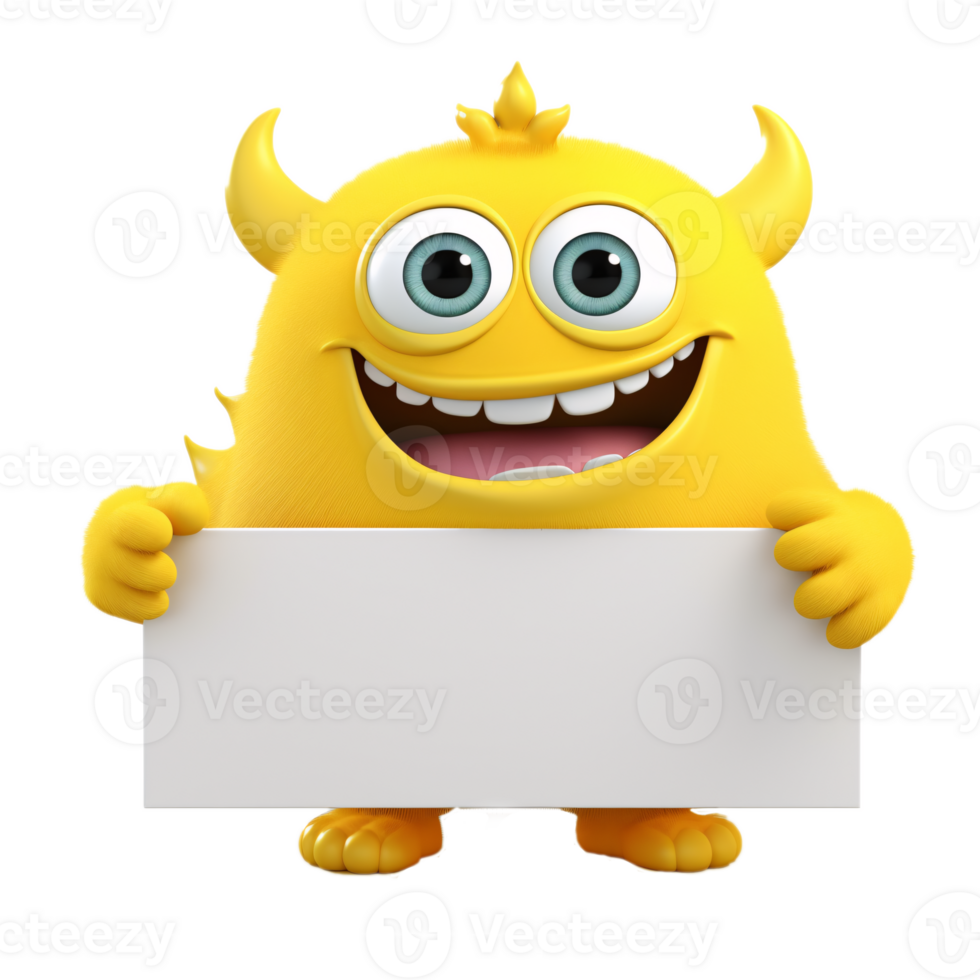 ai generative funny colored cartoon monster with a homogen transparent isolated background png