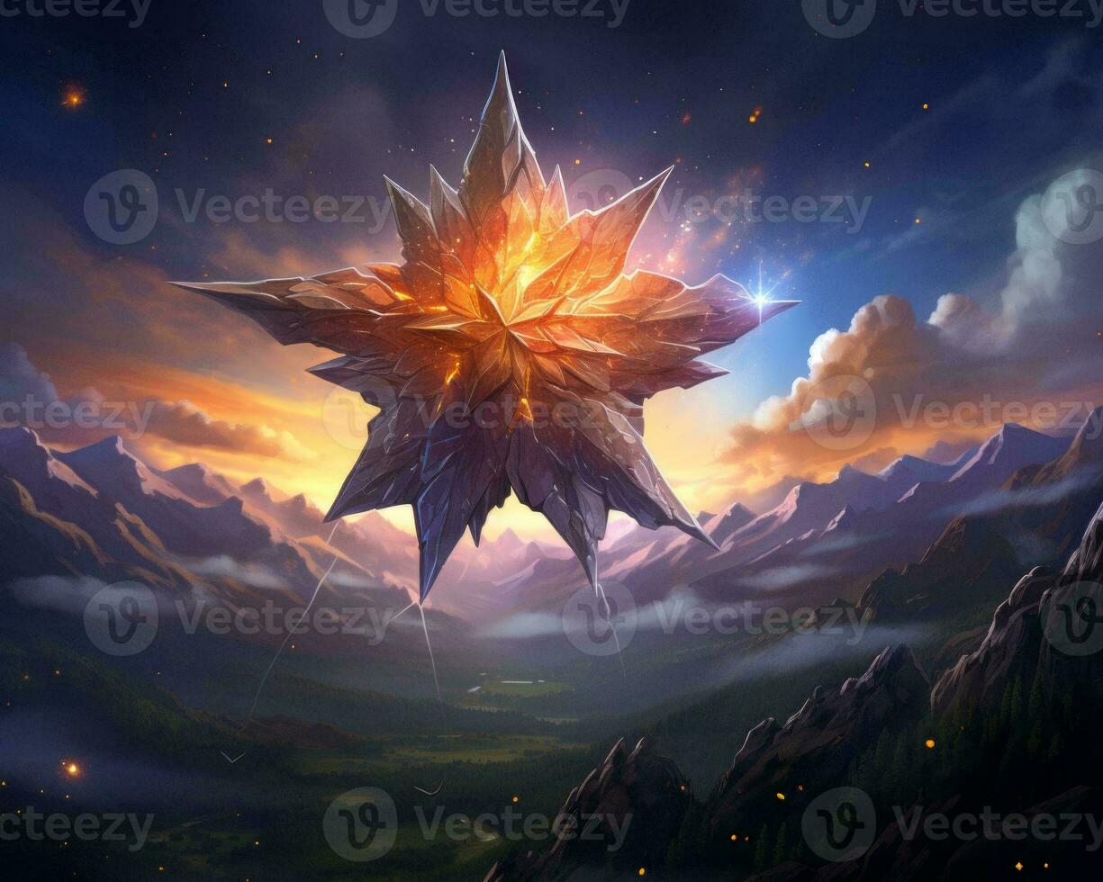 an image of a star in the sky with mountains in the background generative ai photo