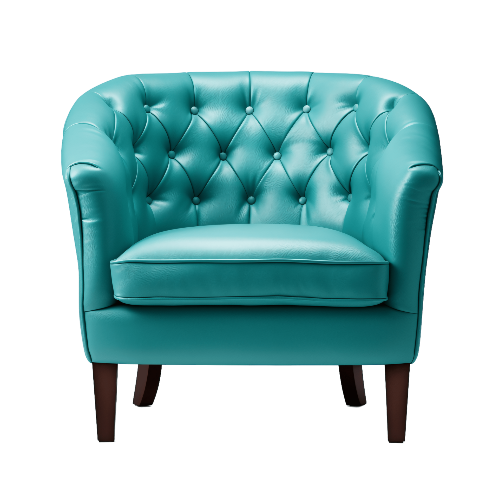 Ai Generative turquoise accent chair, armchair isolated on transparent