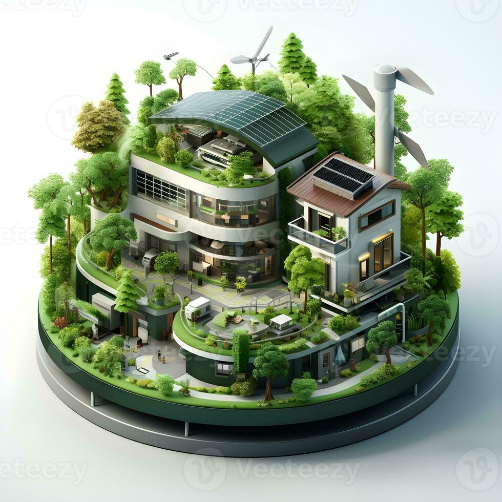 isometric architecture eco sustainable environment generative AI. photo