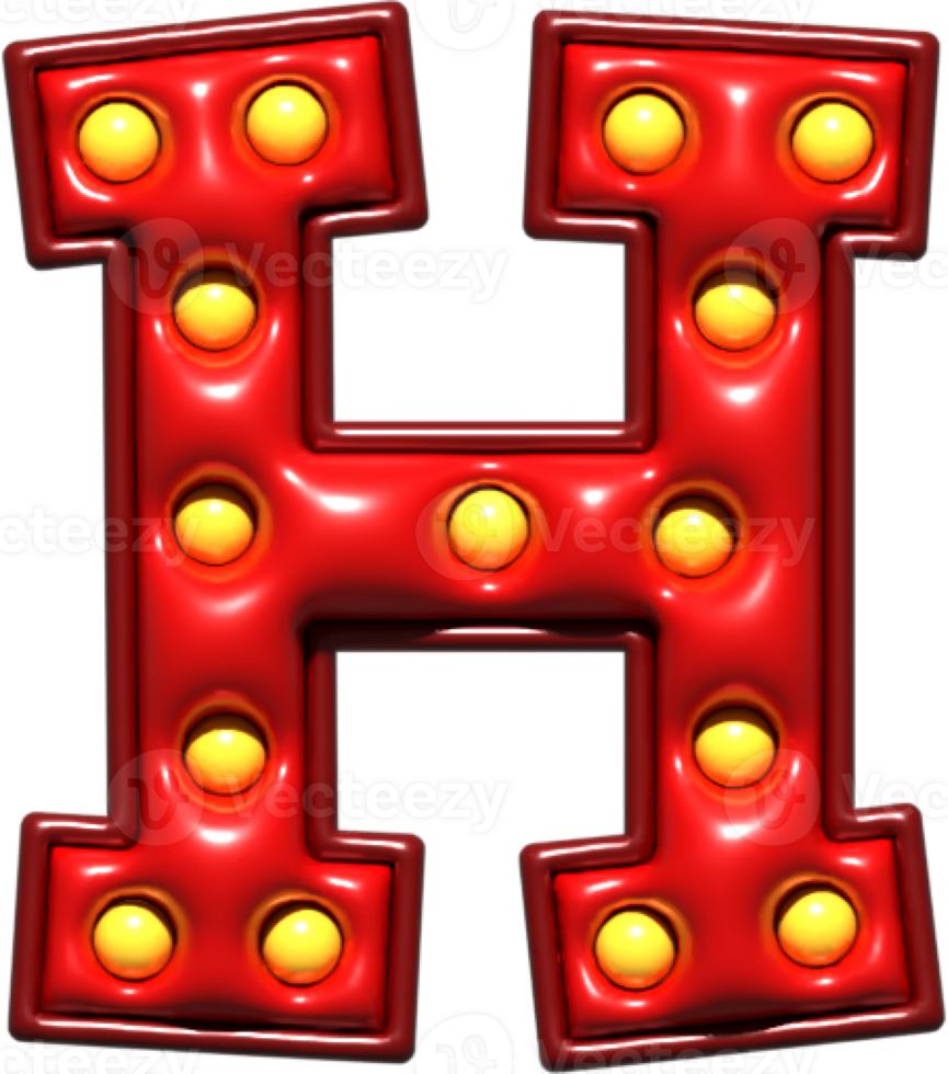 Shiny Red 3D Uppercase Letter H png