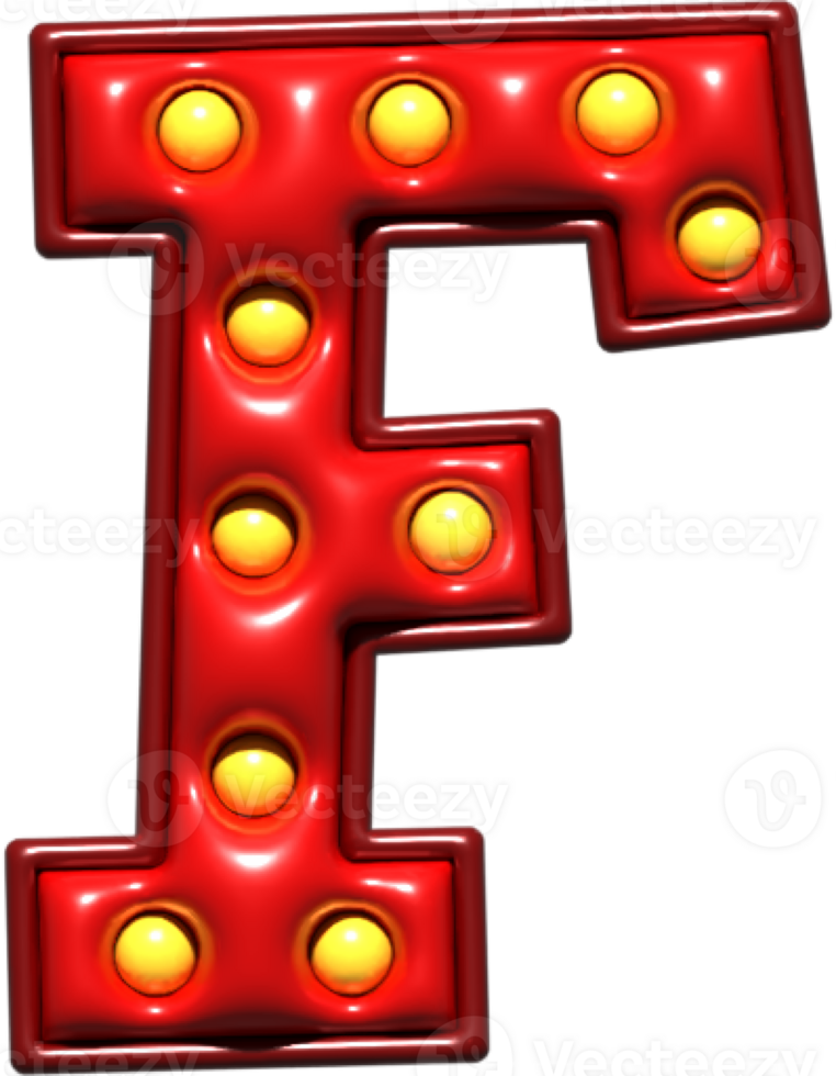 Shiny Red 3D Uppercase Letter F png