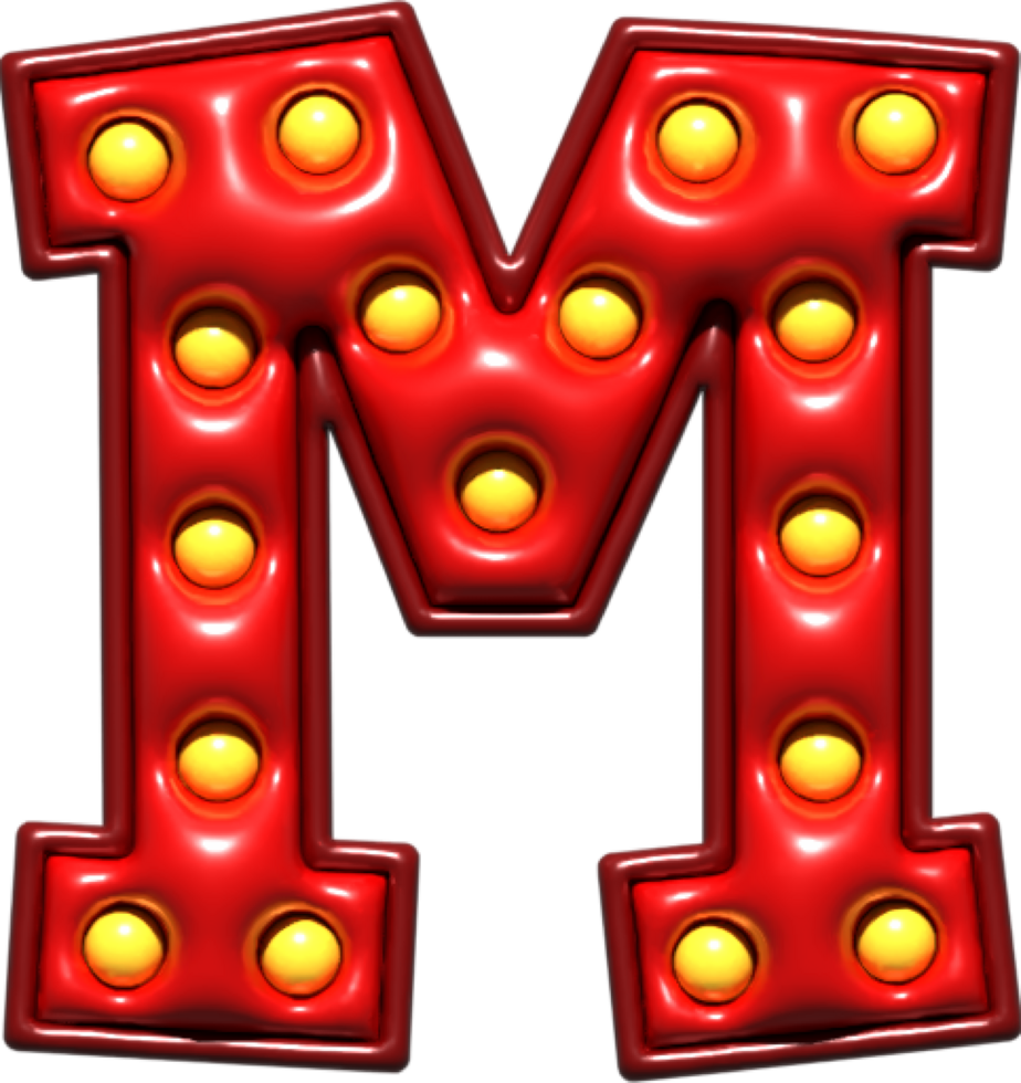 Shiny Red 3D Uppercase Letter M png