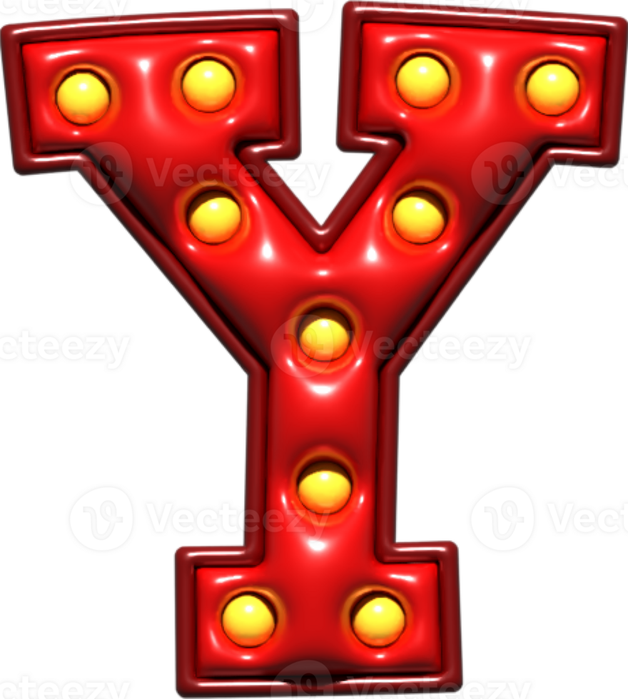 Shiny Red 3D Uppercase Letter Y png