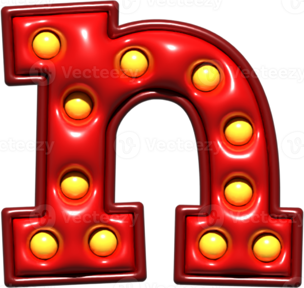 Shiny Red 3D Lowercase Letter N png