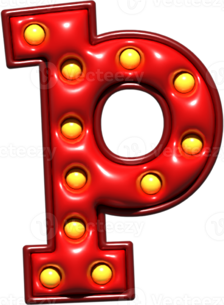 Shiny Red 3D Lowercase Letter P png