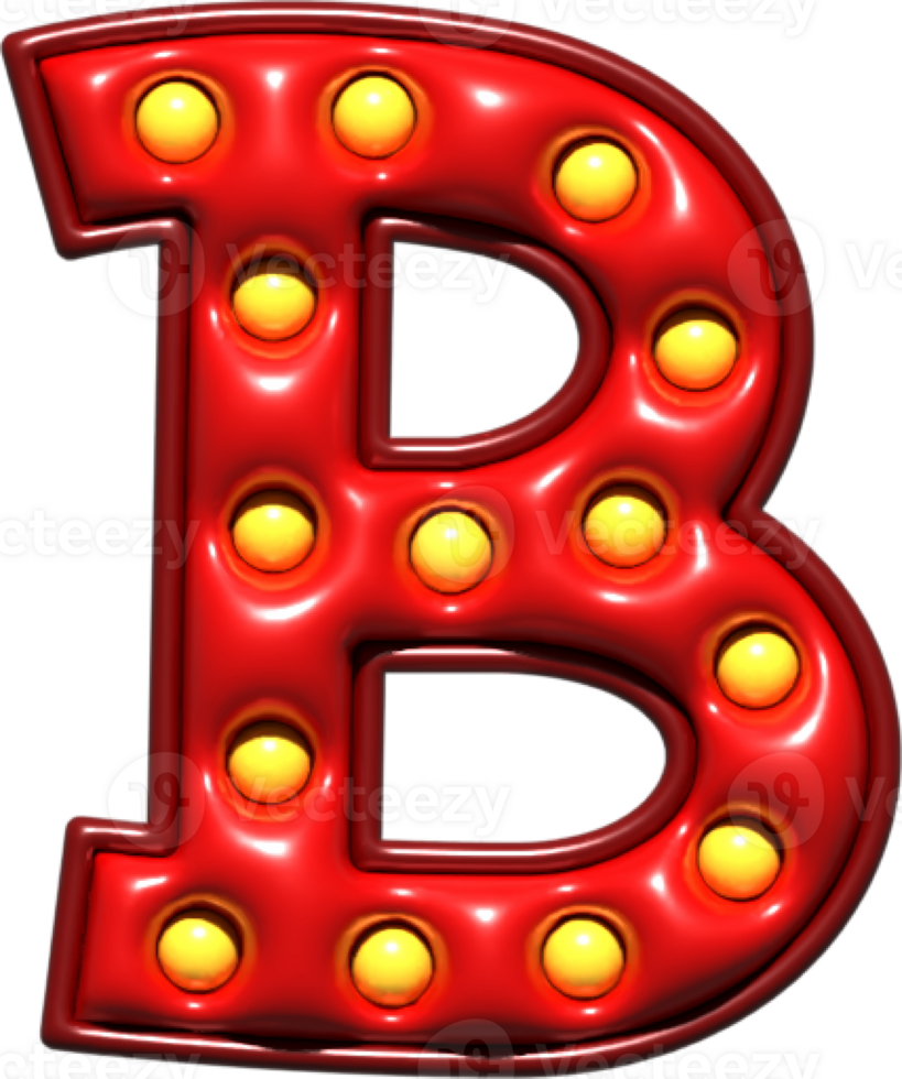 Shiny Red 3D Uppercase Letter B png