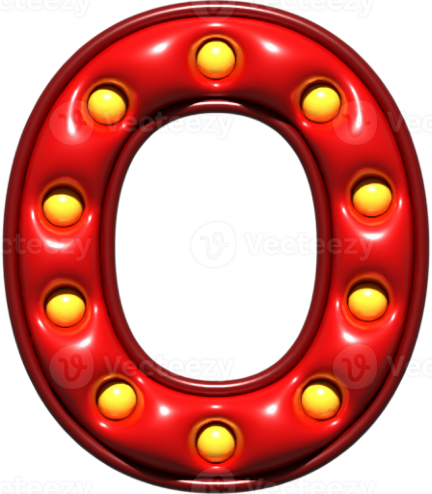 Shiny Red 3D Uppercase Letter O png
