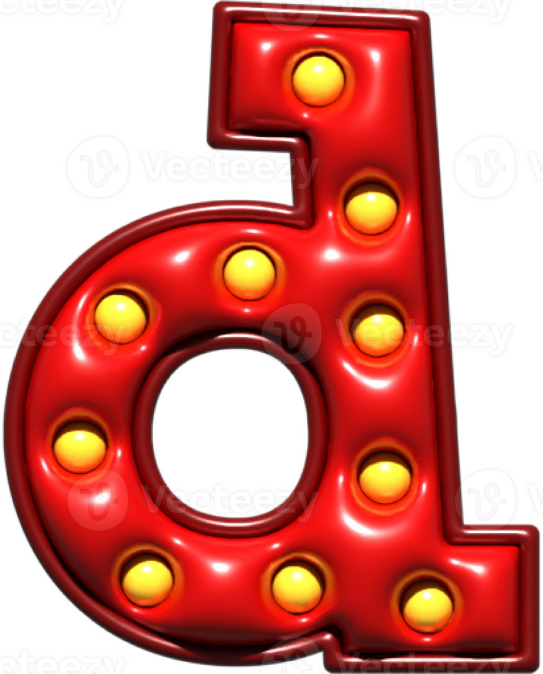 Shiny Red 3D Lowercase Letter D png