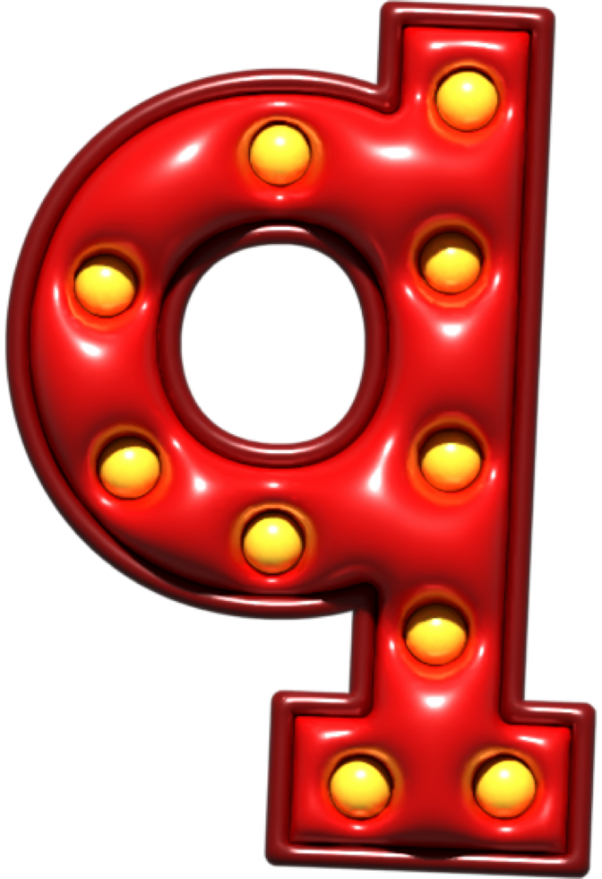 brillante rosso 3d minuscolo lettera q png