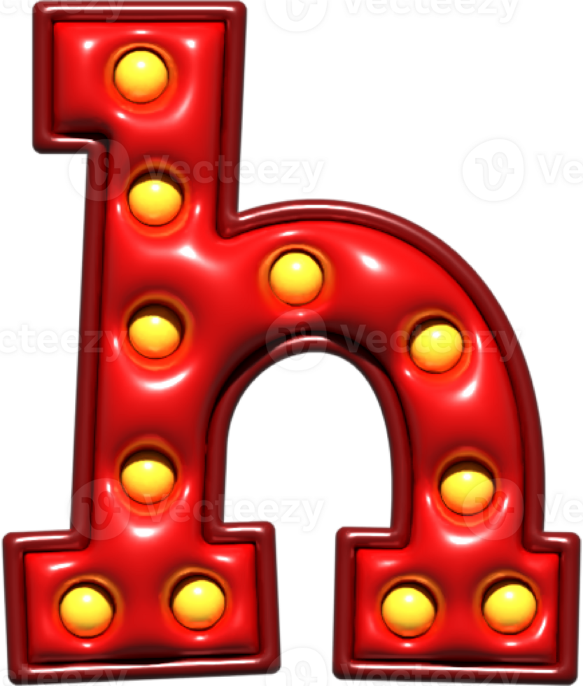 Shiny Red 3D Lowercase Letter H png