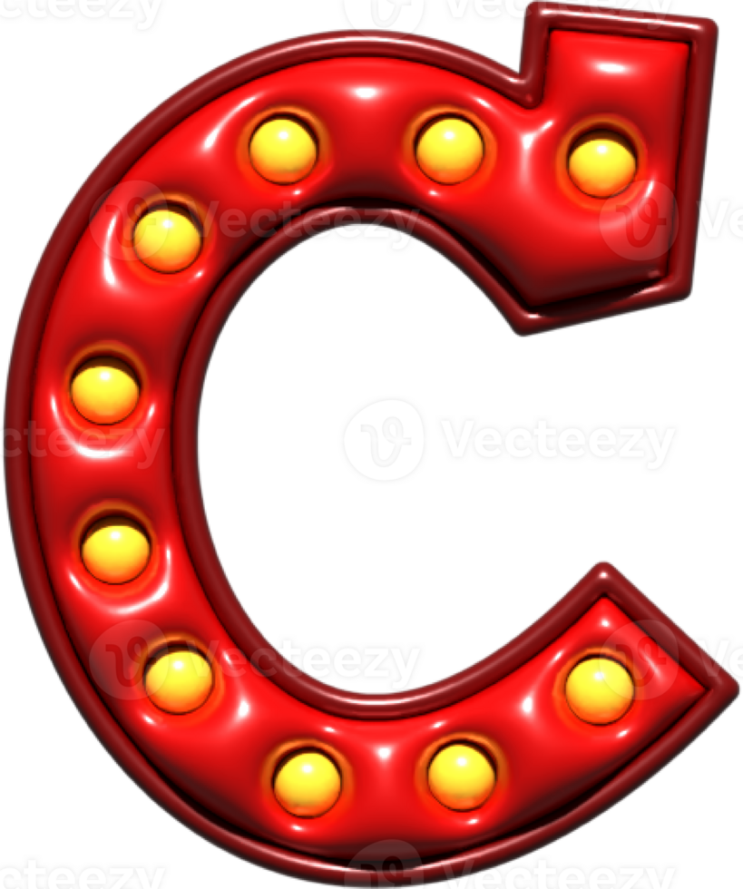 Shiny Red 3D Uppercase Letter C png