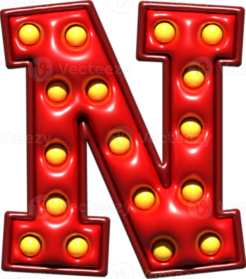 Shiny Red 3D Uppercase Letter N png