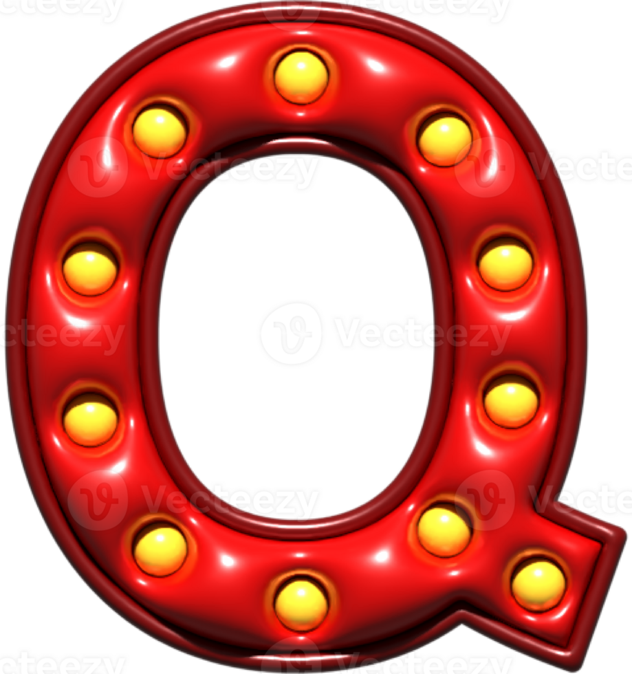 Shiny Red 3D Uppercase Letter Q png