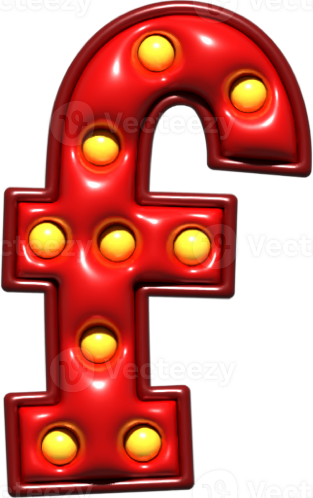 Shiny Red 3D Lowercase Letter F png