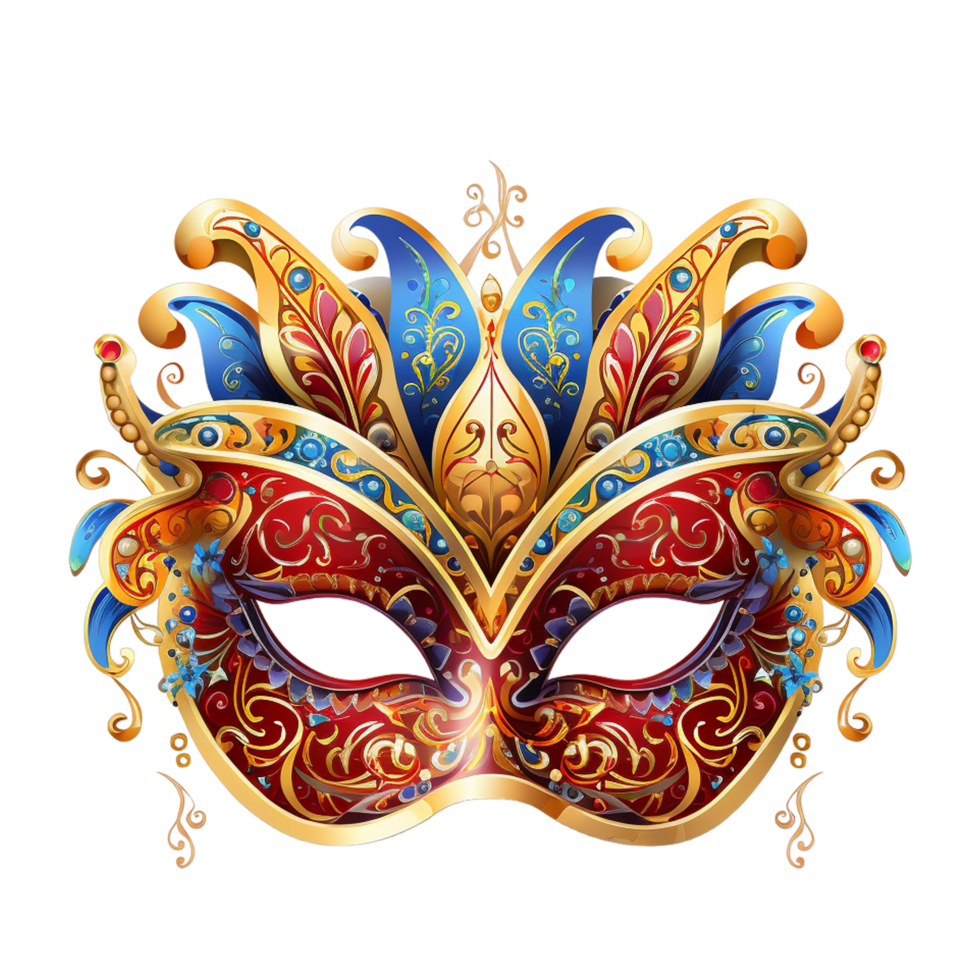 Brazilian Carnival Mask Feather Celebration Decoration Mardi Gras Venetian Ai Generative png