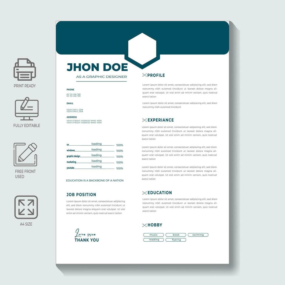 CV resume template,Profesional CV Dseign vector