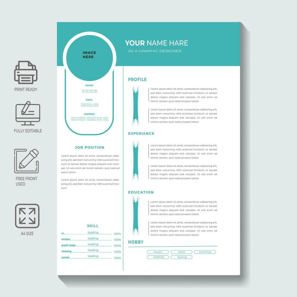 CV resume template,Profesional CV Dseign vector