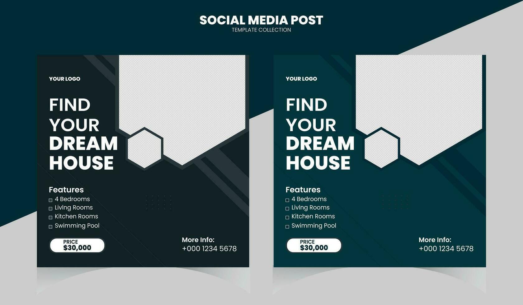 Modern real estate Facebook and Instagram post template vector