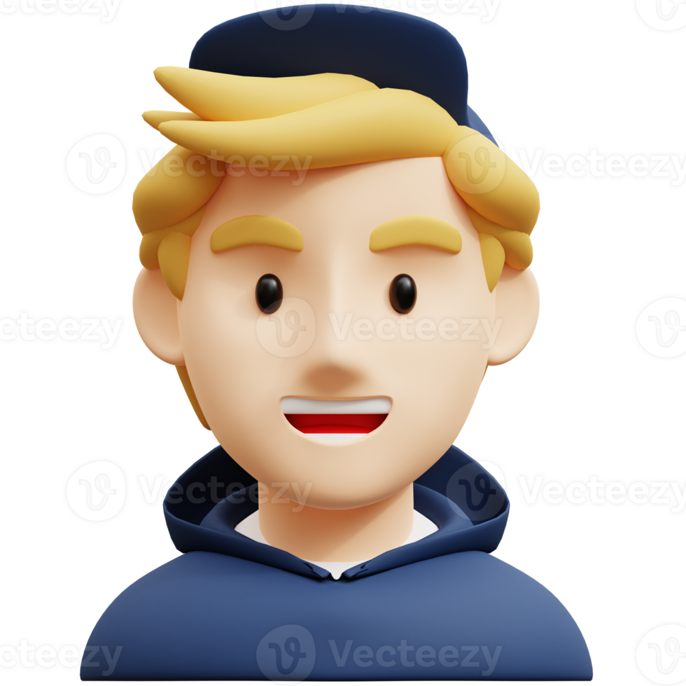 blond tiener- vent 3d avatar karakter illustraties png