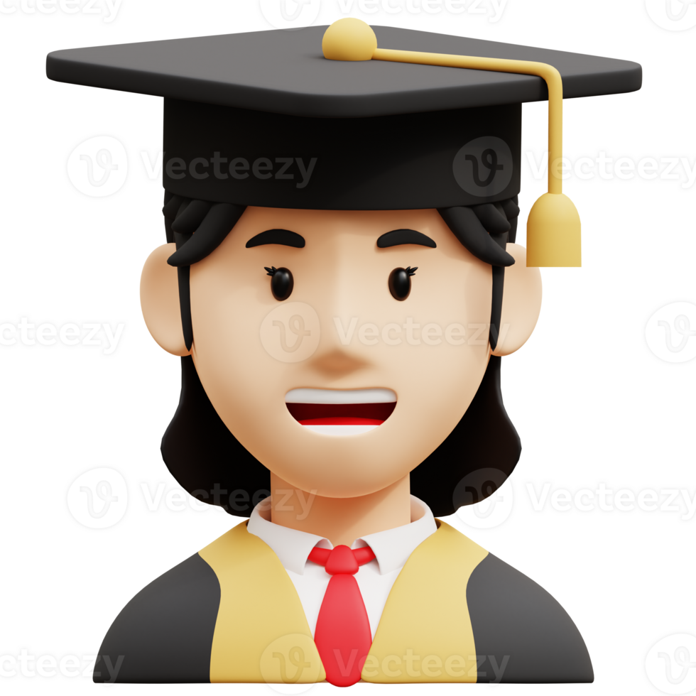 Graduated woman 3D Avatar Character Illustrations png