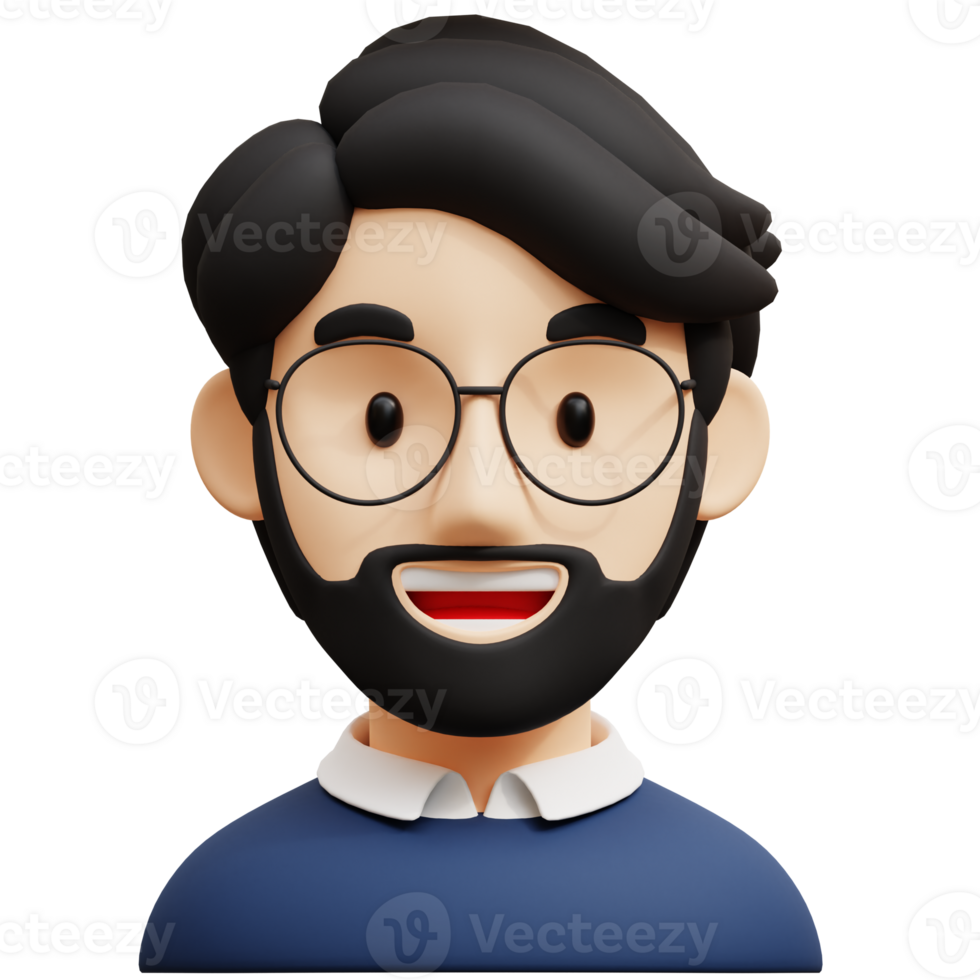 elegant bril vent 3d avatar karakter illustraties png