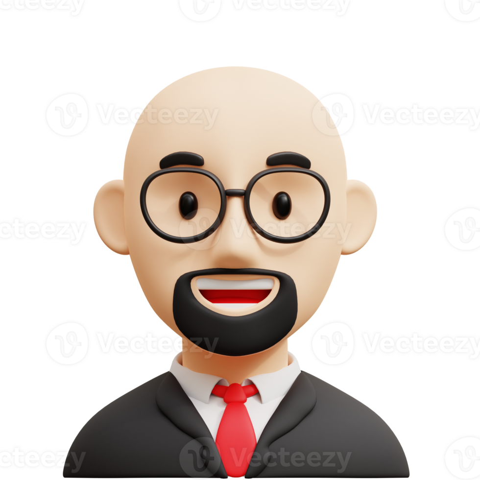 Bald business man 3D Avatar Character Illustrations png