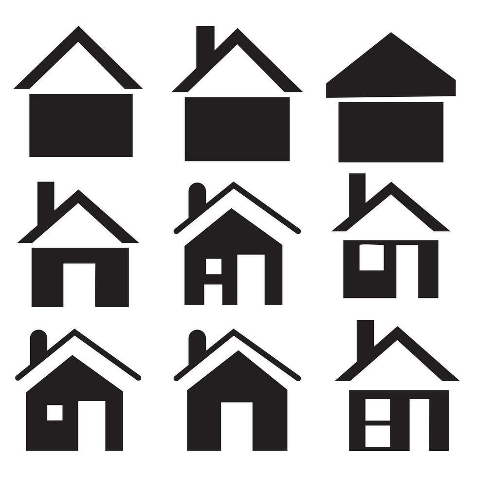 casa plano icono conjunto vector ilustración, sencillo real inmuebles simbolos