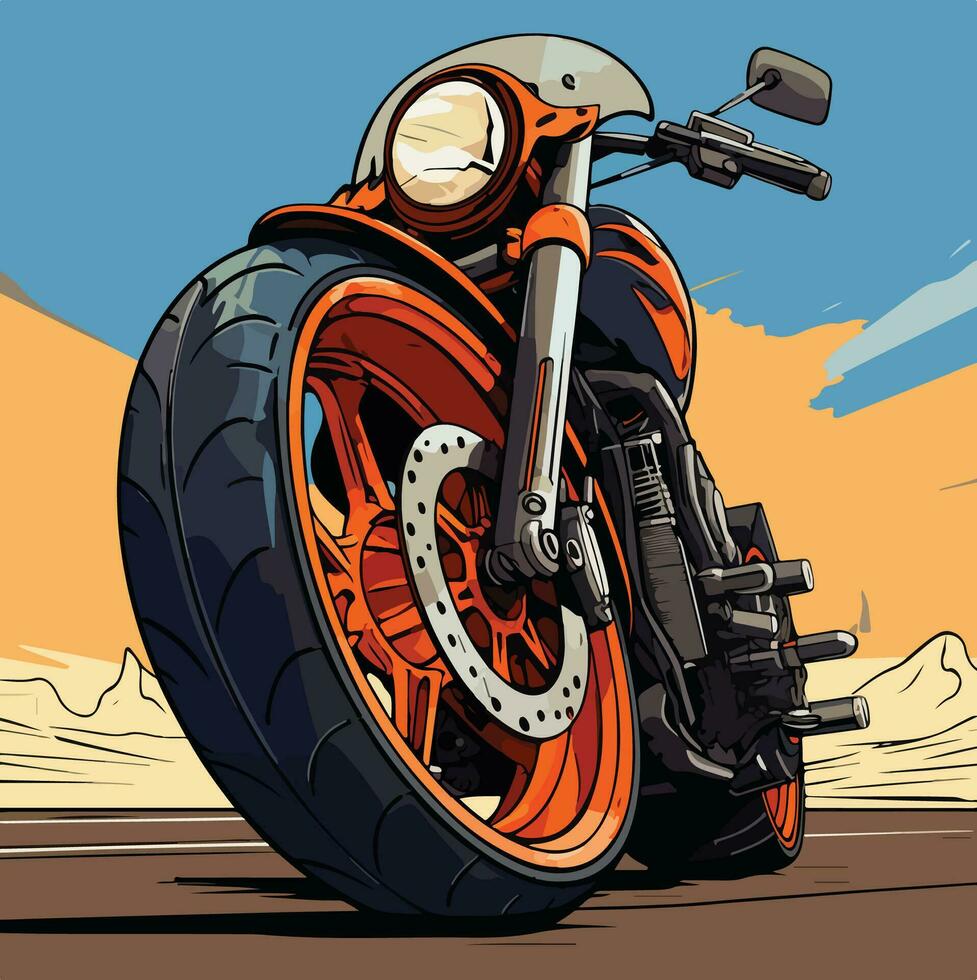 side view of the front wheel of a motorcycle vector