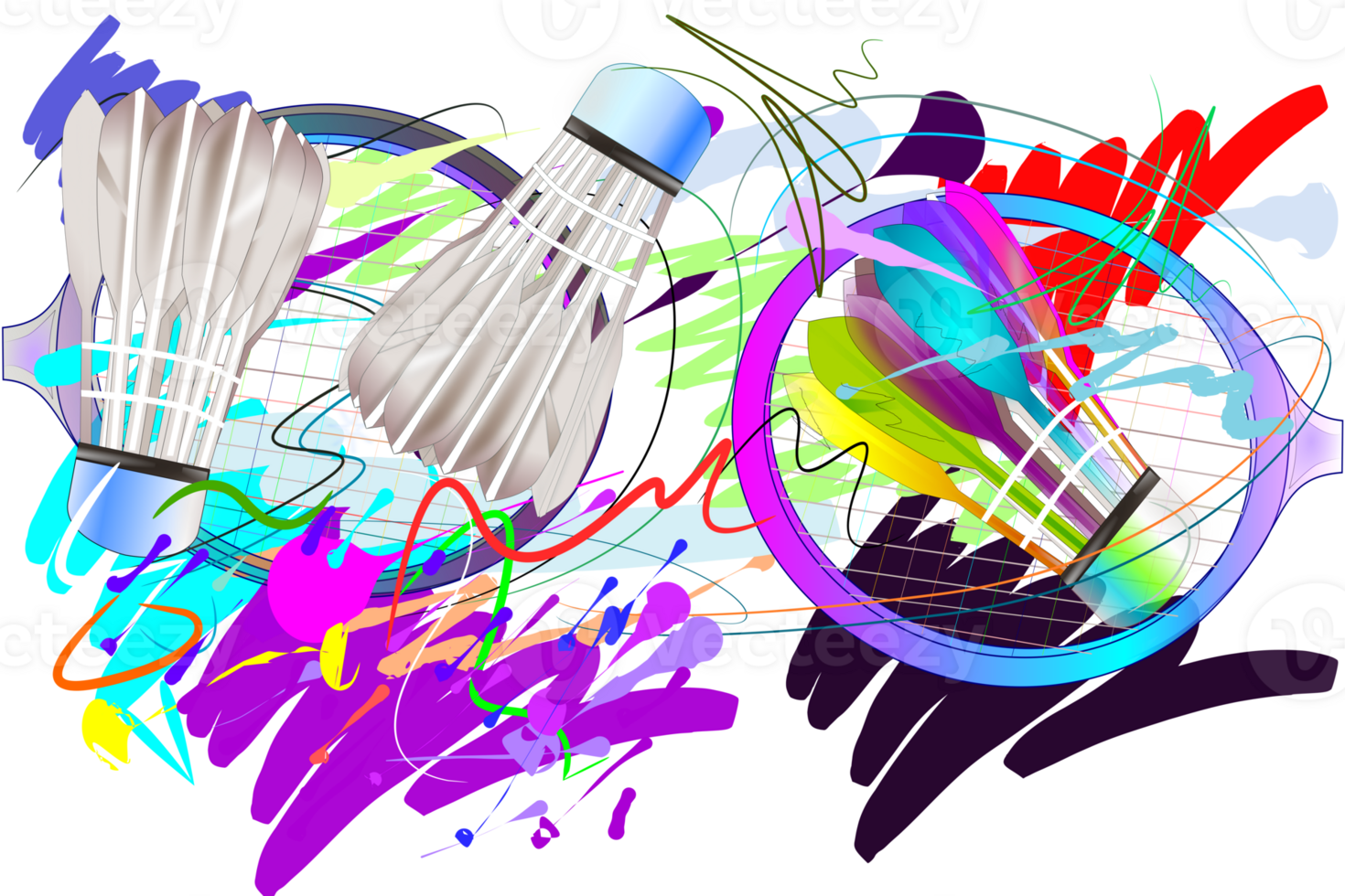 balls badminton sport art and brush strokes style png