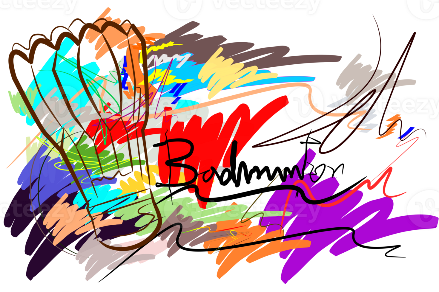 balls badminton sport art and brush strokes style png
