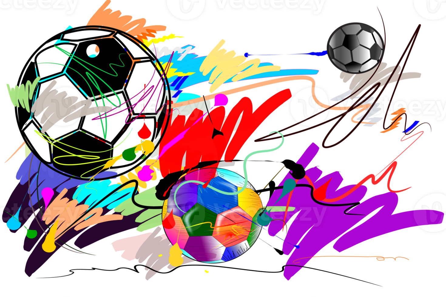 Balls football sport art and brush strokes style png