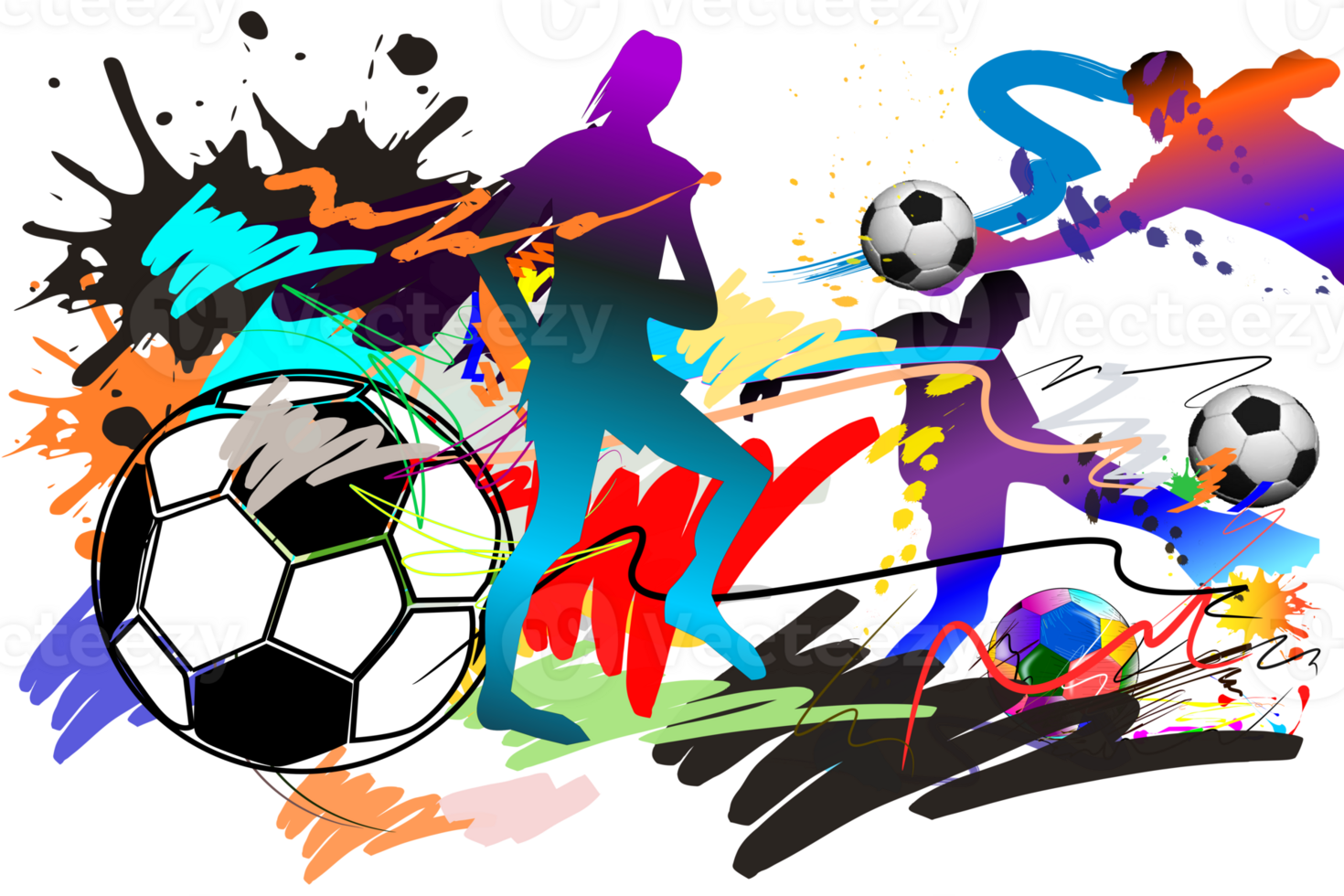 Balls football sport art and brush strokes style png