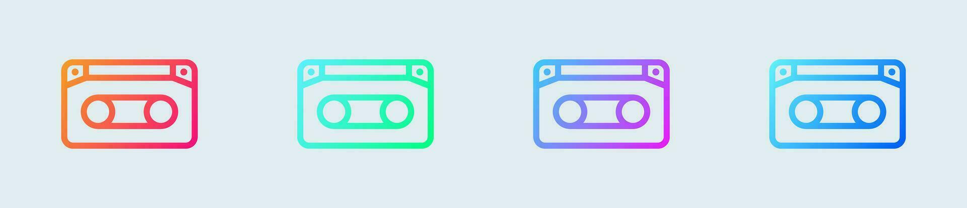 Vhs line icon in gradient colors. Tape cassette signs vector illustration.