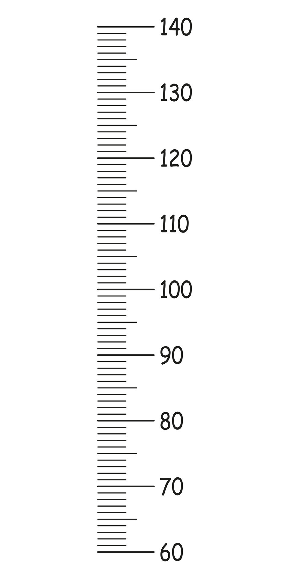 Kids height chart from 60 to 140 centimeters. Template for wall growth