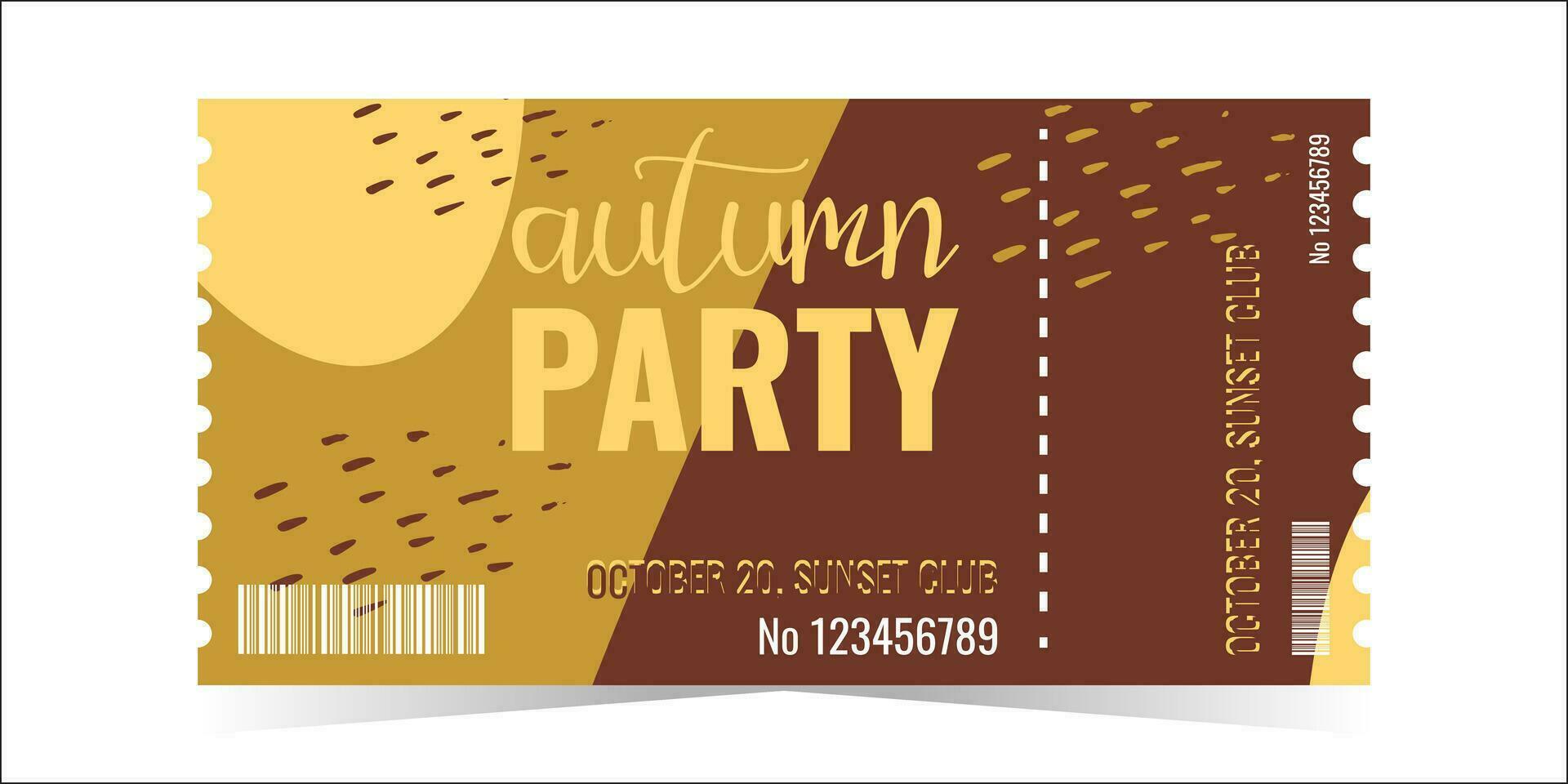 The ticket layout template for autumn party. vector