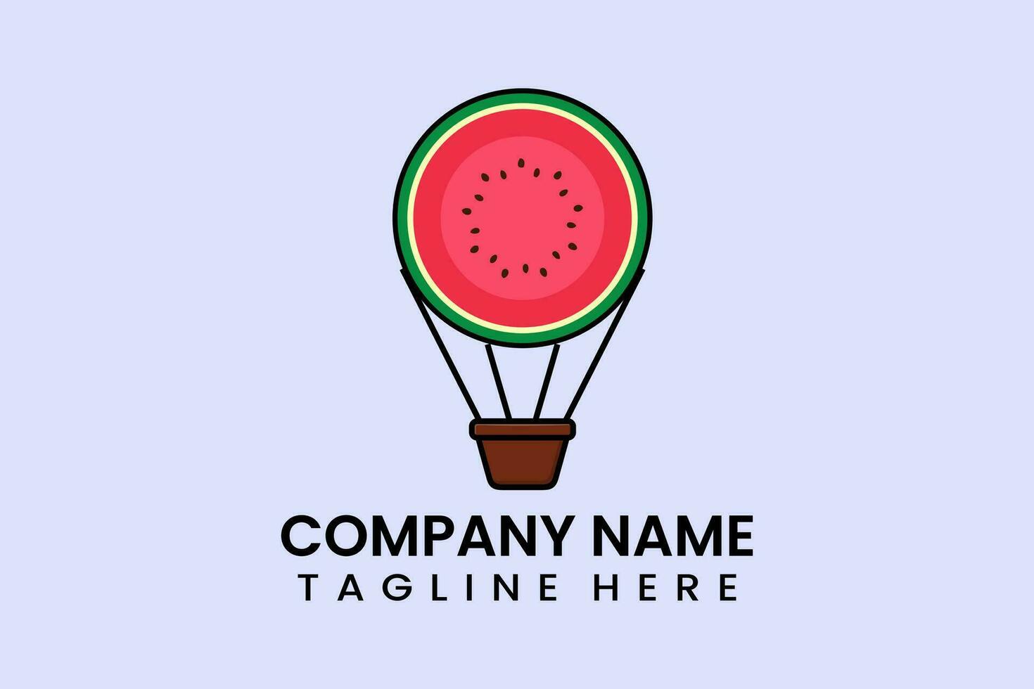 Flat parachute balloon watermelon logo template vector