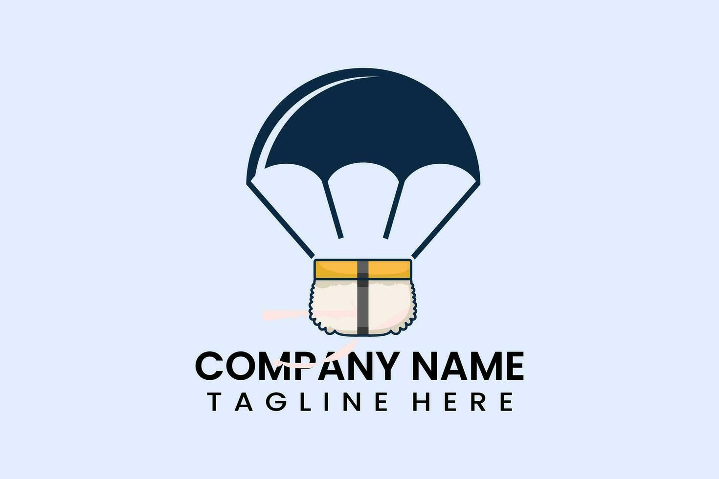 Flat vector parachute balloon sushi logo template