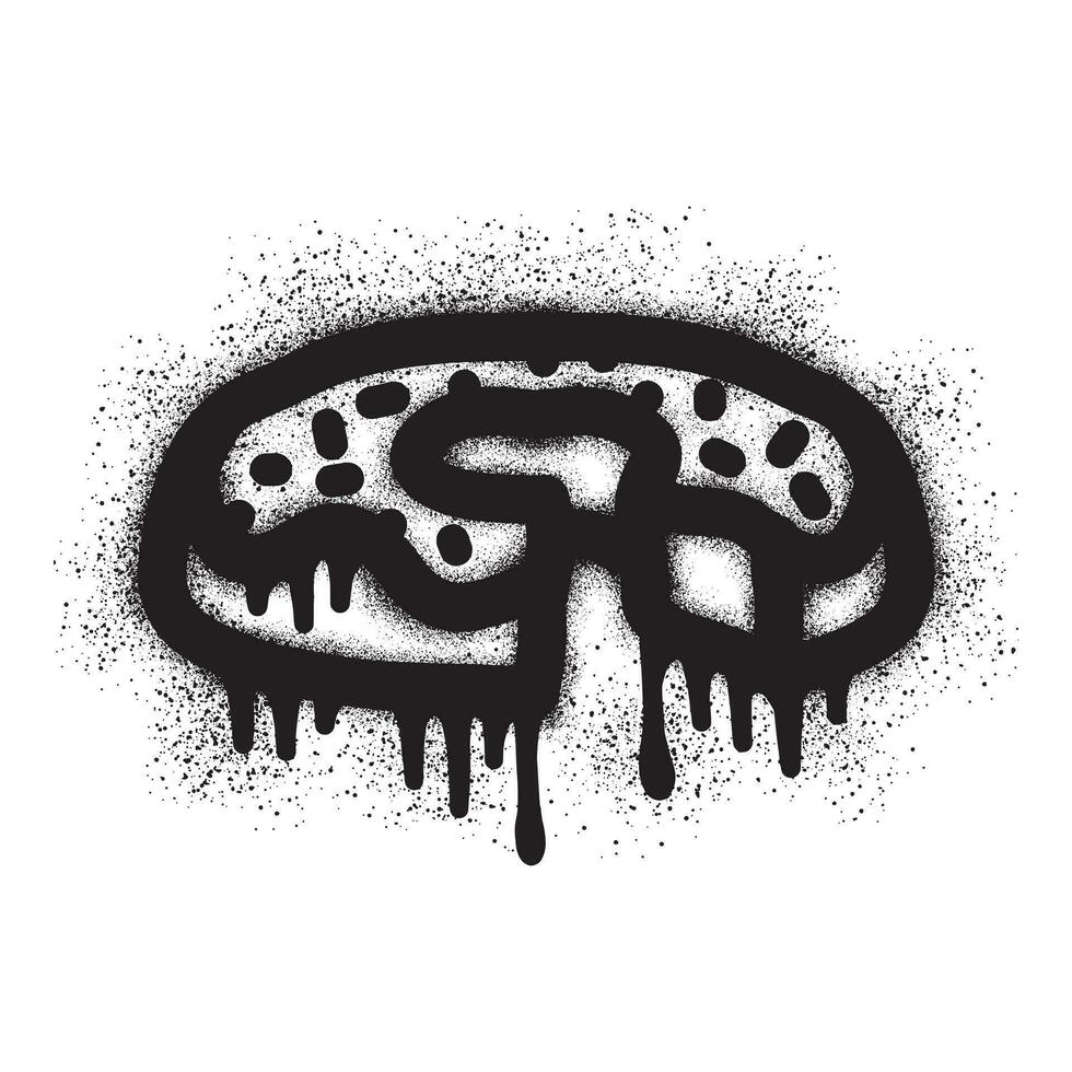 Donut icon graffiti with black spray paint vector