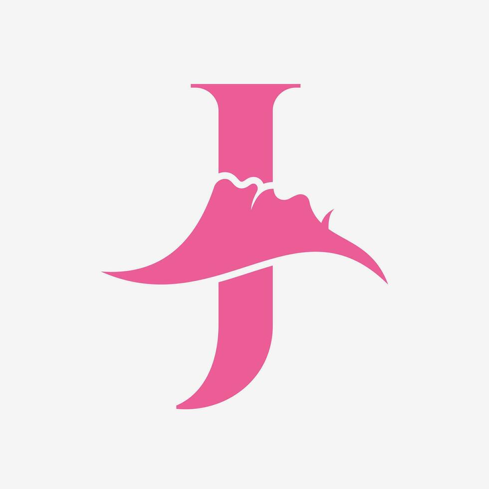 Woman Face Logo On Letter J. Beauty Spa Symbol With Woman Face Icon vector