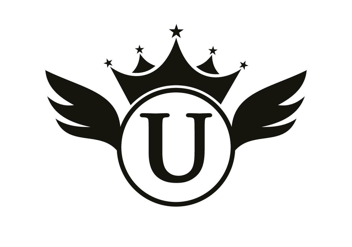 Letter U Transportation Logo With Wing, Shield And Crown Icon. Wing Logo On Shield Symbol vector