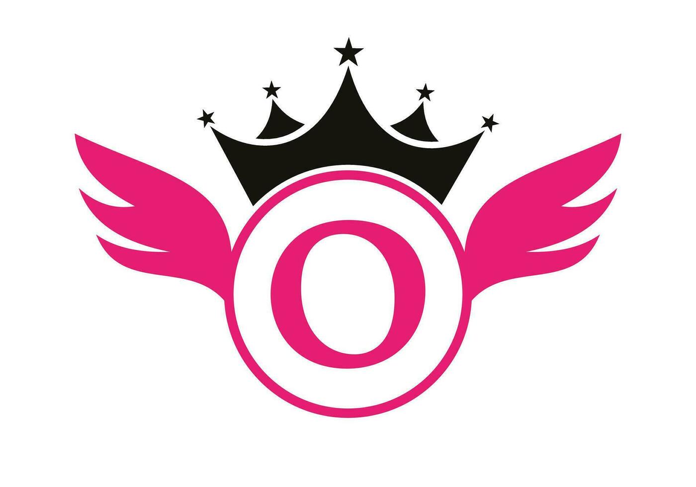 letra o transporte logo con ala, proteger y corona icono. ala logo en proteger símbolo vector