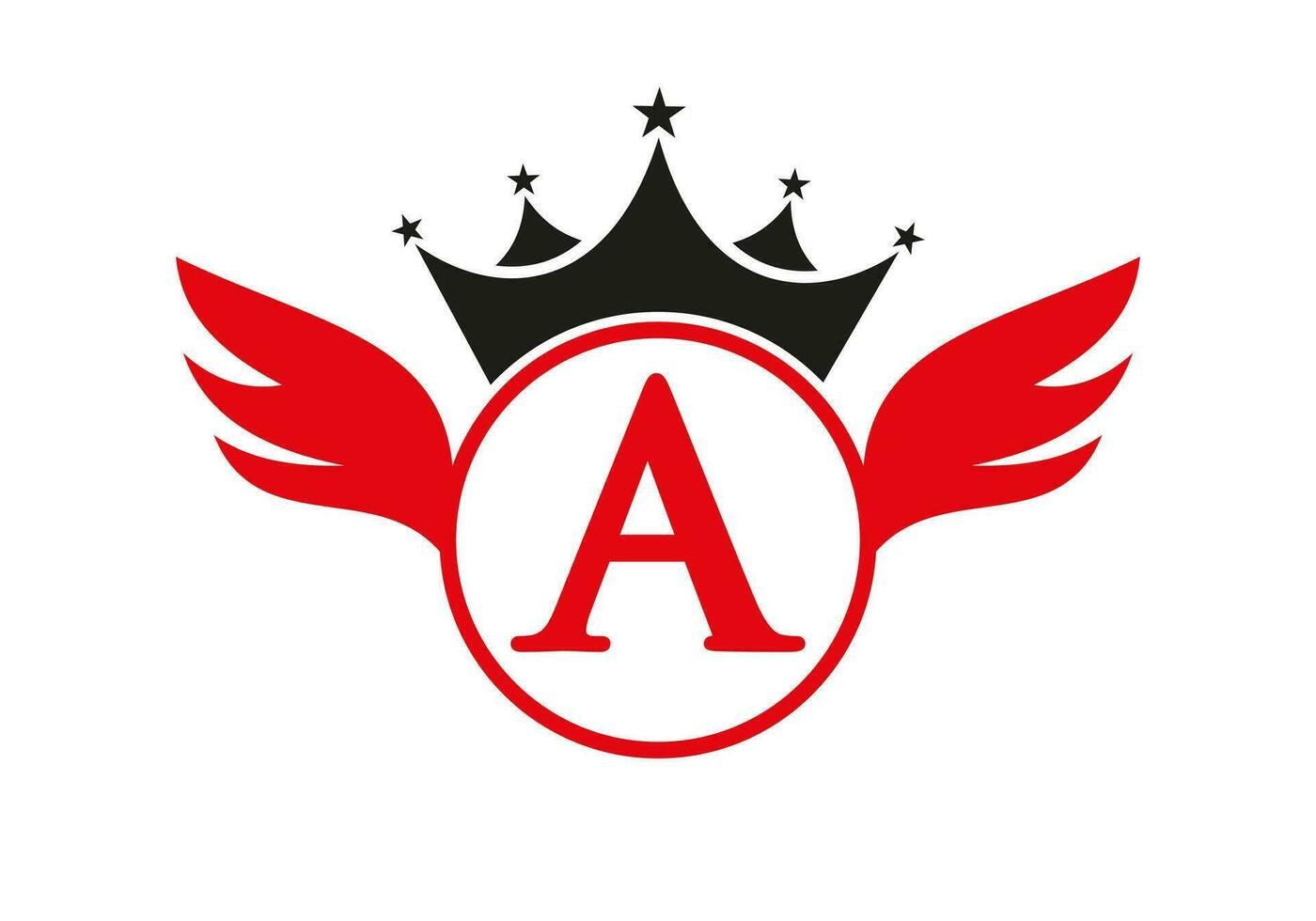 Letter A Transportation Logo With Wing, Shield And Crown Icon. Wing Logo On Shield Symbol vector