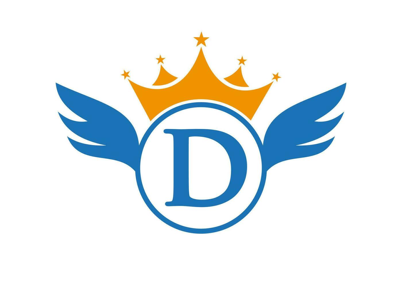 Letter D Transportation Logo With Wing, Shield And Crown Icon. Wing Logo On Shield Symbol vector