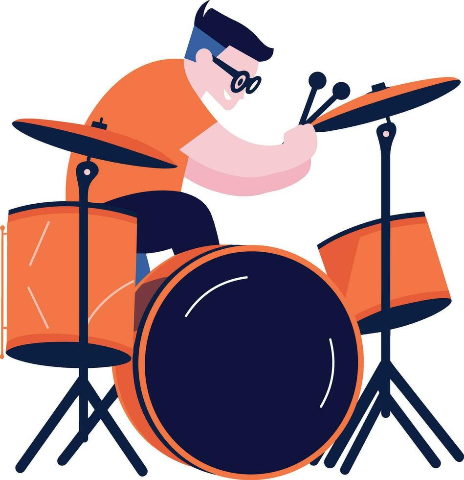 mano dibujado músicos jugando tambores en plano estilo vector