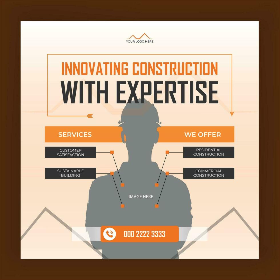 Construction web banner post, home repair banner construction post design creative social media post vector