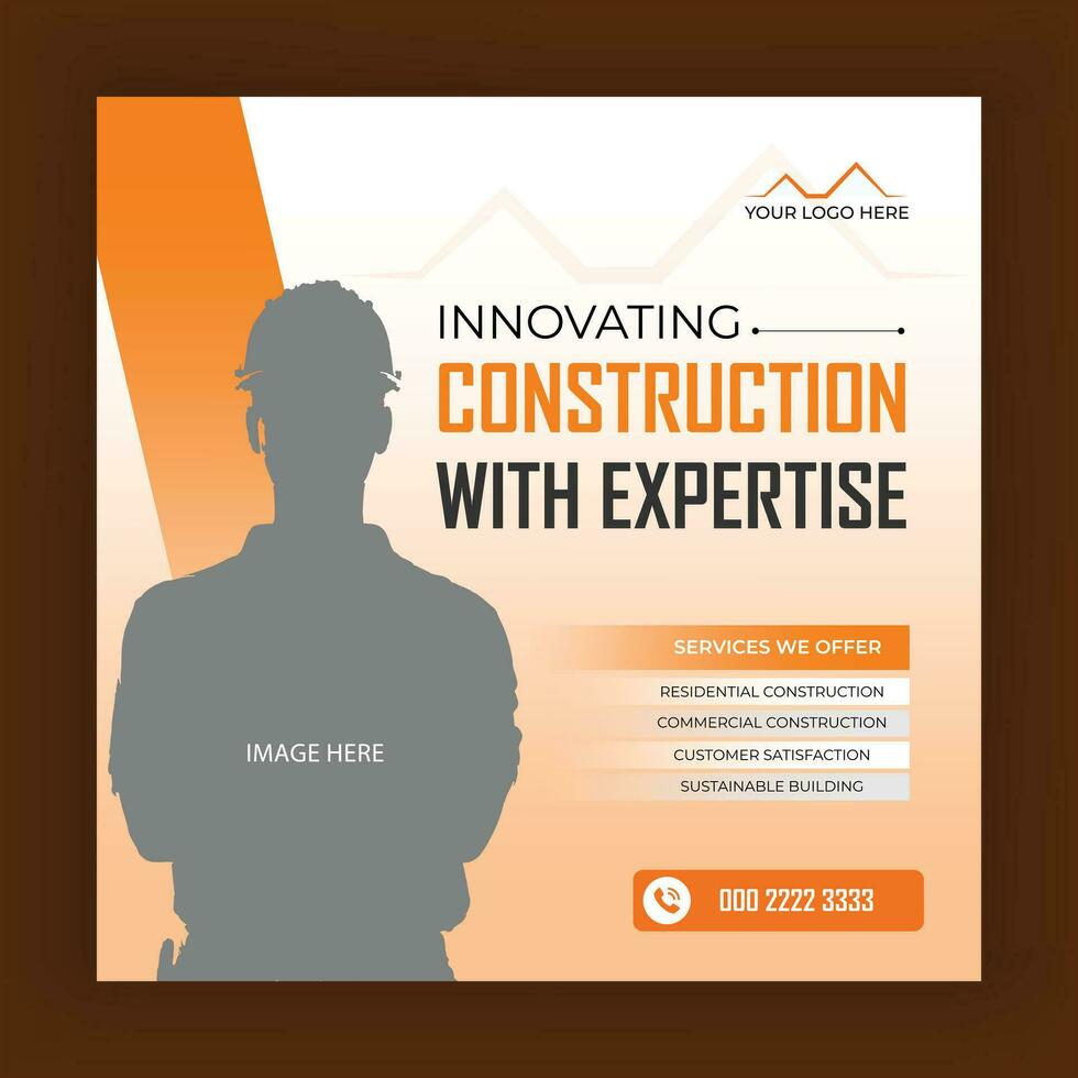 Construction web banner post, home repair banner construction post design creative social media post vector